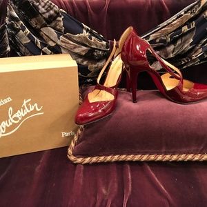 Louboutin Patent Leather Burgundy Pumps